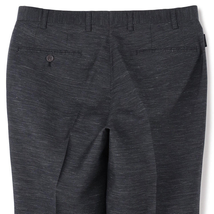 スタンリーブラッカ 【stanley blacker new york】【春夏】リネンブレンド1タックスラックス/ダークグレー/ウエストムーブ仕様/※裾上げ必要 グレー濃色