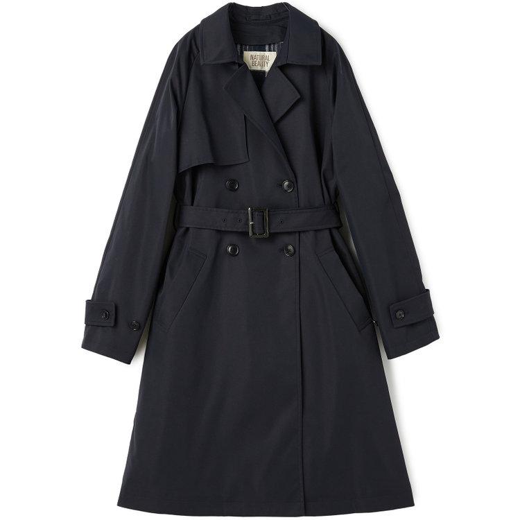 ナチュラル　ビューティー 【NATURAL BEAUTY】ダブルトレンチベルテッドコート/ネイビー 紺中間