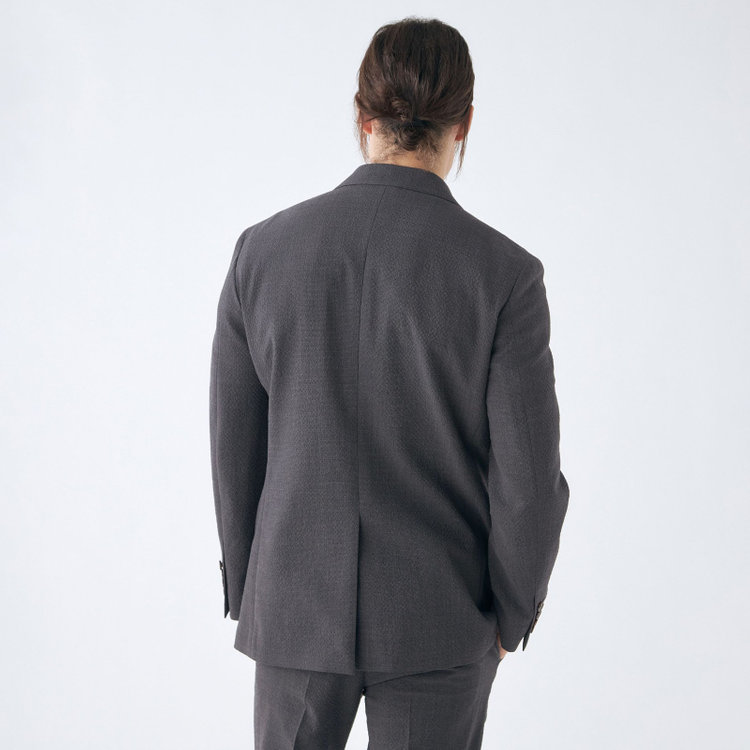 スタンリーブラッカ 【stanley blacker new york】【春夏】2釦シングルジャケット/グレー/ストレッチ＆サッカー グレー濃色