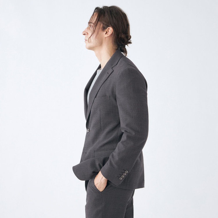 スタンリーブラッカ 【stanley blacker new york】【春夏】2釦シングルジャケット/グレー/ストレッチ＆サッカー グレー濃色