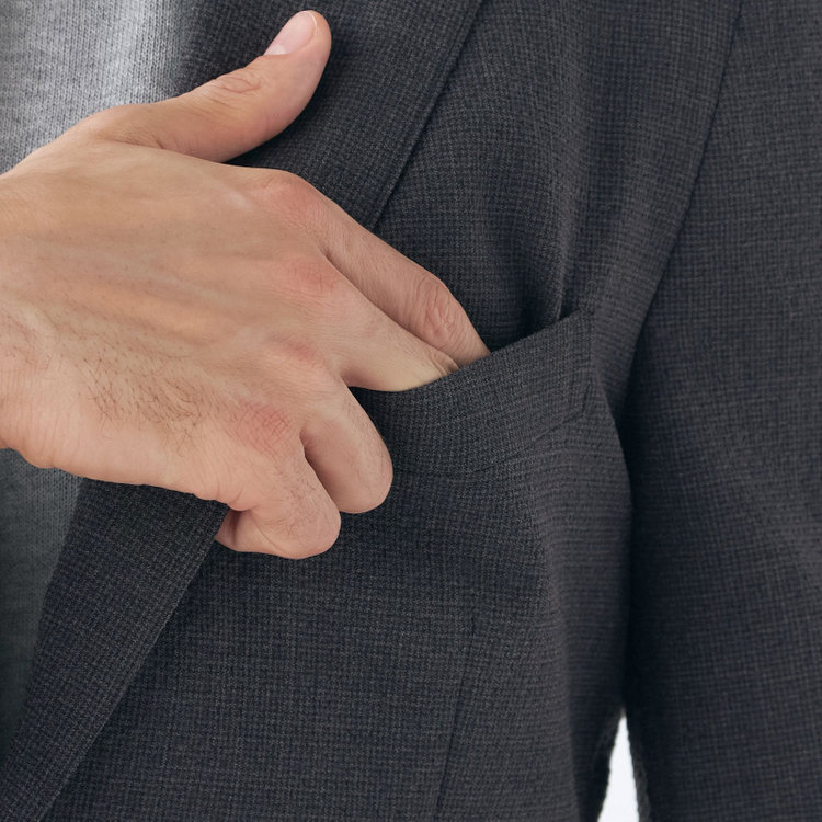 スタンリーブラッカ 【stanley blacker new york】【春夏】2釦シングルジャケット/グレー/ストレッチ＆サッカー グレー濃色