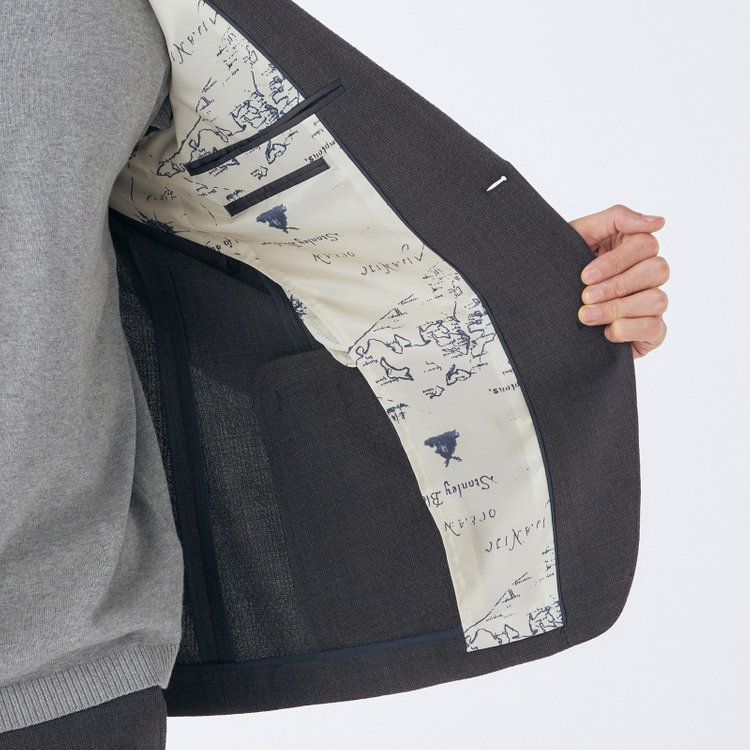 スタンリーブラッカ 【stanley blacker new york】【春夏】2釦シングルジャケット/グレー/ストレッチ＆サッカー グレー濃色