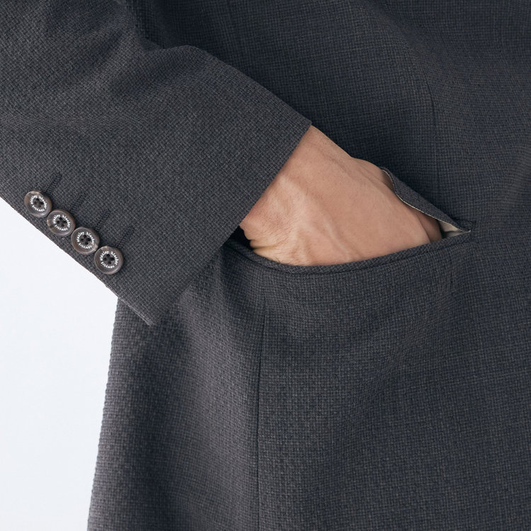 スタンリーブラッカ 【stanley blacker new york】【春夏】2釦シングルジャケット/グレー/ストレッチ＆サッカー グレー濃色