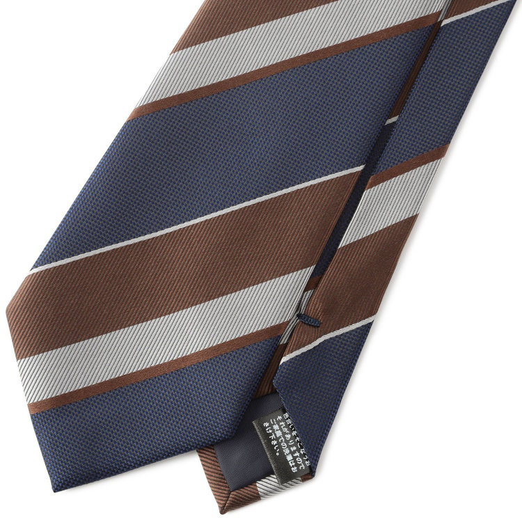 ジョンピアースブラック 【JOHN PEARSE Black】シルクブレンドストライプネクタイ 7.5cm幅/ネイビー×ブラウン その他