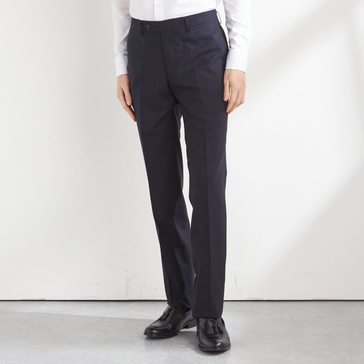 ジョンピアース 【JOHN PEARSE Black SELECT LINE】【年間】0タックパンツ/ネイビー×ソリッド/ULTRA TOUGH S/SHOWER CLEAN/※裾直し必要 紺濃色