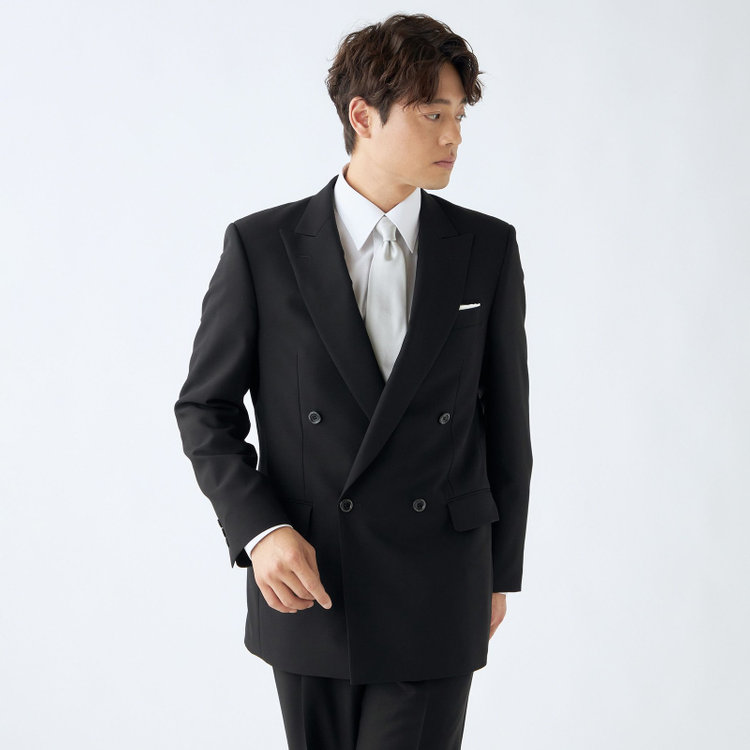 KONAKA　アウトレット 【WEB限定/OUTLET/汚れ・キズ等有】【Donato Vinci Italy】【濃染加工】【春夏】サマーフォーマル 4釦1掛けダブル1タックパンツ/ウエストアジャスター仕様/防虫加工/ナノ撥水加工/※裾上げ必要 黒