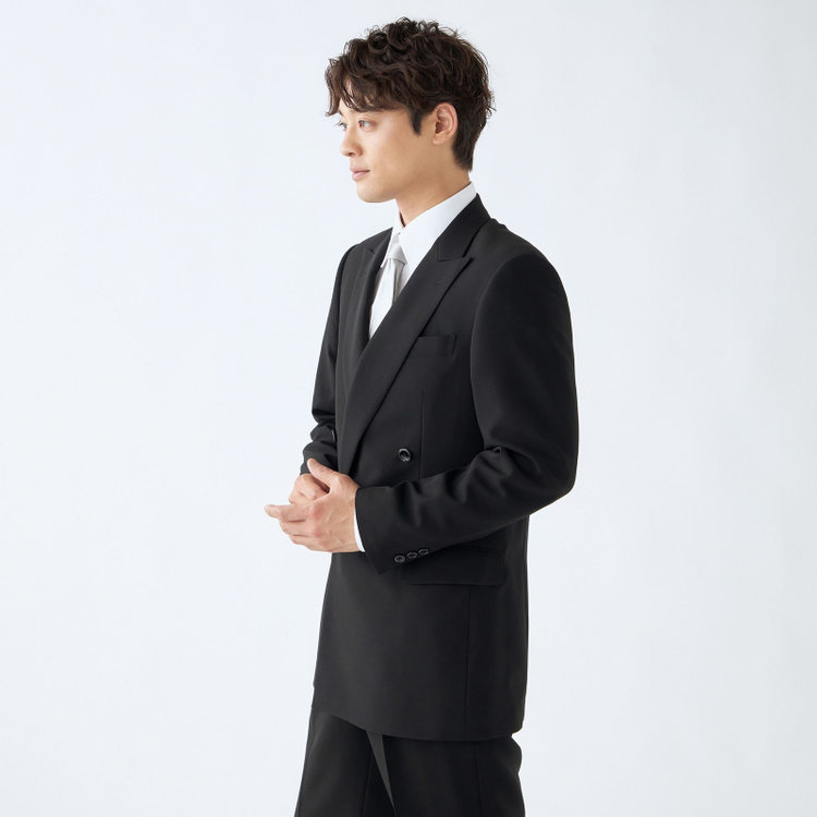 KONAKA　アウトレット 【WEB限定/OUTLET/汚れ・キズ等有】【Donato Vinci Italy】【濃染加工】【春夏】サマーフォーマル 4釦1掛けダブル1タックパンツ/ウエストアジャスター仕様/防虫加工/ナノ撥水加工/※裾上げ必要 黒