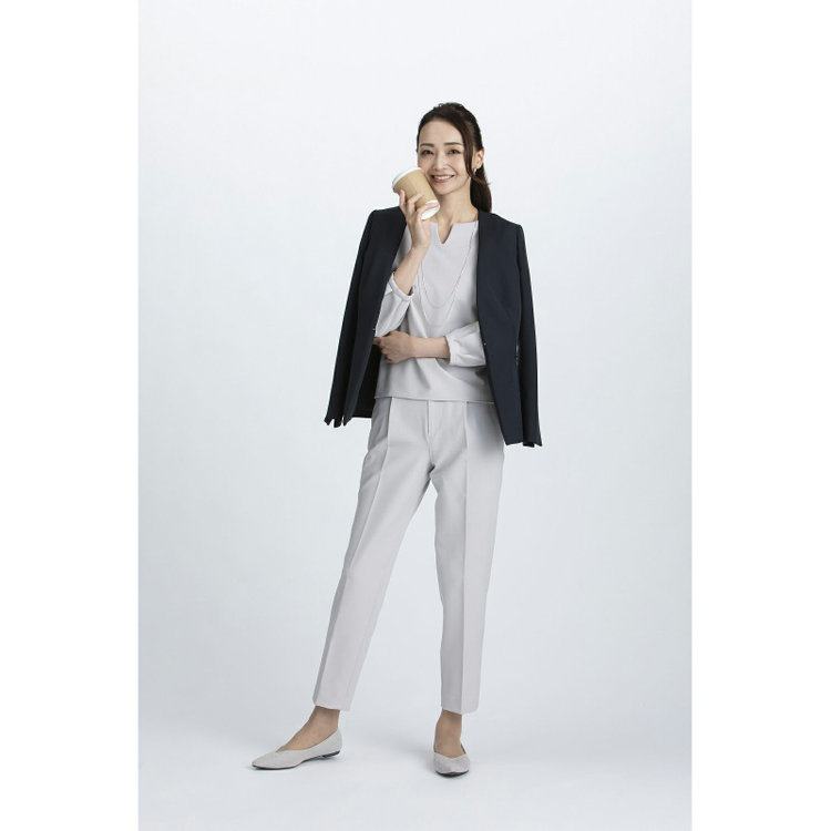 ＭＩＲＵＭ 【mirum purple】キーネックブラウス/グレージュ グレー系(灰)