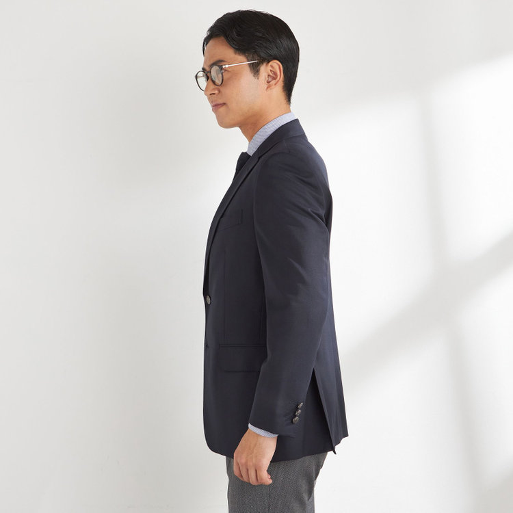 ジョンピアース 【JOHN PEARSE White】【年間】ウールブレンド 2釦シングルジャケット/ネイビー×ソリッド/メタルボタン 紺濃色