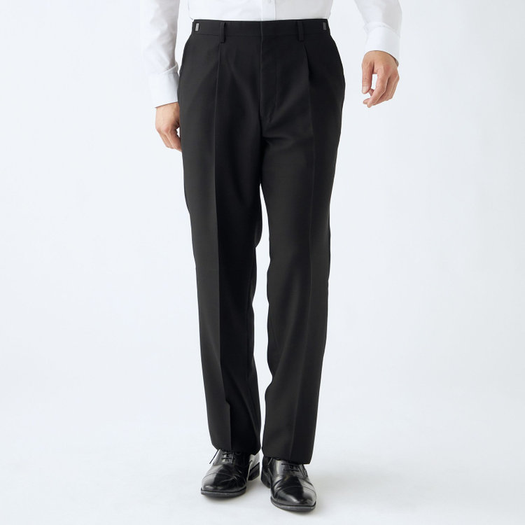 KONAKA　アウトレット 【WEB限定/OUTLET/汚れ・キズ等有】【Donato Vinci Italy】【濃染加工】【春夏】サマーフォーマル 4釦1掛けダブル1タックパンツ/ウエストアジャスター仕様/防虫加工/ナノ撥水加工/※裾上げ必要 黒