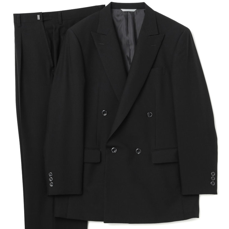 KONAKA　アウトレット 【WEB限定/OUTLET/汚れ・キズ等有】【Donato Vinci Italy】【濃染加工】【春夏】サマーフォーマル 4釦1掛けダブル1タックパンツ/ウエストアジャスター仕様/防虫加工/ナノ撥水加工/※裾上げ必要 黒