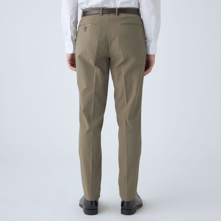 スタンリーブラッカ 【stanley blacker new york】【春夏】1タックストレッチパンツ/カーキ/ウエストシャーリング仕様/※裾上げ必要 黄淡色