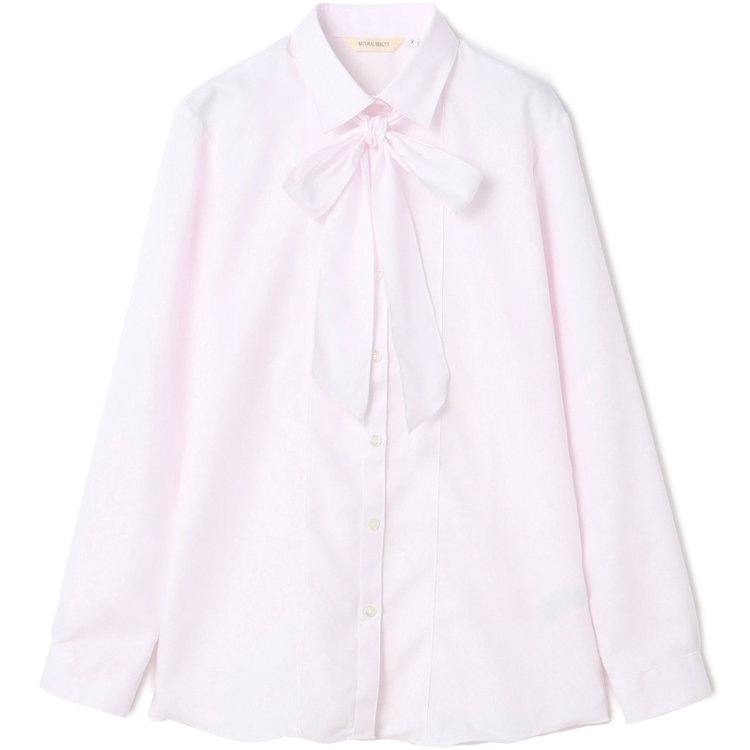 ナチュラル　ビューティー 【NATURAL BEAUTY】リボン取り外しブラウス/ペールピンク×ドビー 赤淡色