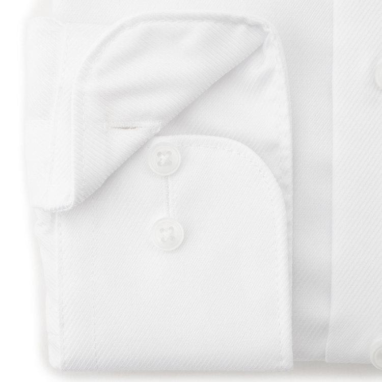 ドナートヴィンチウォモ 【Donato Vinci Italy Uomo】【スタイリッシュ】ワイドカラーワイシャツ/ホワイト×ドビーツイル/「ULTRA MOVE COTTON」ノーアイロン・ストレッチ・コットン100% 白