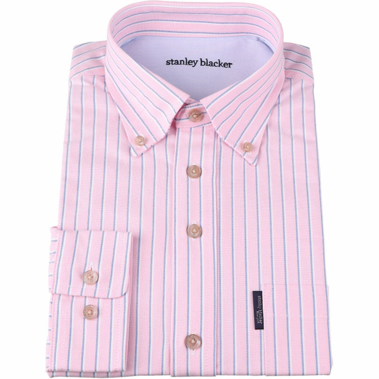 スタンリーブラッカ 【stanley blacker】【長袖】ボタンダウンシャツ/ピンク×ストライプ ピンク系(桃)