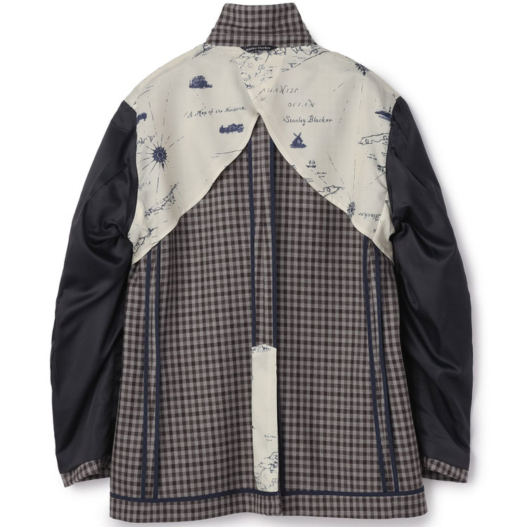 スタンリーブラッカ 【stanley blacker new york】【秋冬】3釦段返りジャケット/ギンガムチェック 茶中間
