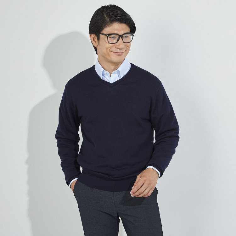 ＪＰコンフォート ネイビー 【JOHN PEARSE comfort navy】【秋冬】Vネックセーター/ネイビー 紺中間