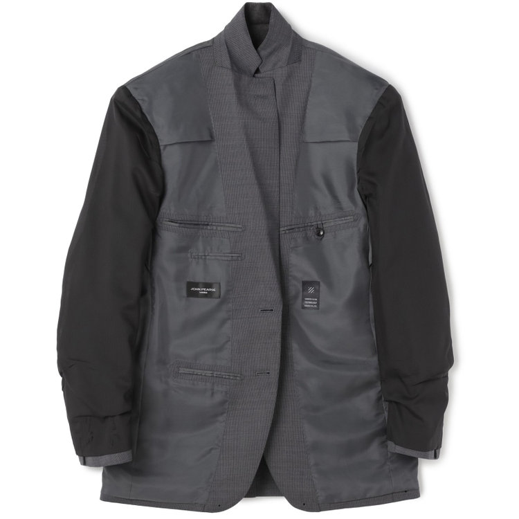 ＪＰセレクトライン 【JOHN PEARSE Black SELECT LINE】【春夏】2釦シングルスーツ/グレー×ストライプ/SHOWER CLEAN グレー中間