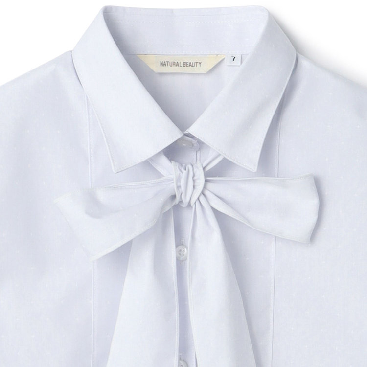 ナチュラル　ビューティー 【NATURAL BEAUTY】リボン取り外しブラウス/グレー×ドビードット グレー淡色