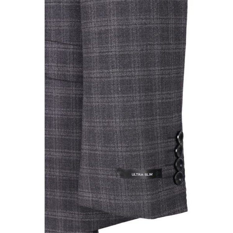 ジョンピアース 【JOHN PEARSE ULTRA SLIM】【秋冬】2釦シングル0タックスーツ グレー×チェック グレー系(灰)