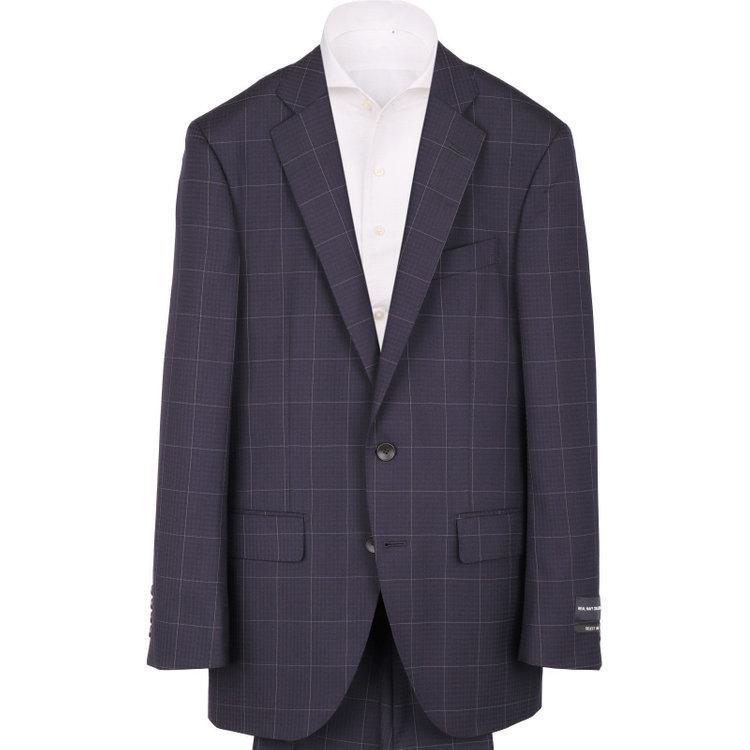 ＪＰセレクトライン 【JOHN PEARSE Black SELECT LINE】【春夏】2釦シングルスーツ 0タック/ネイビー×チェック/NEW ZEALAND LIMITED WOOL/REAL NAVY COLLECTION ネイビー系(紺)