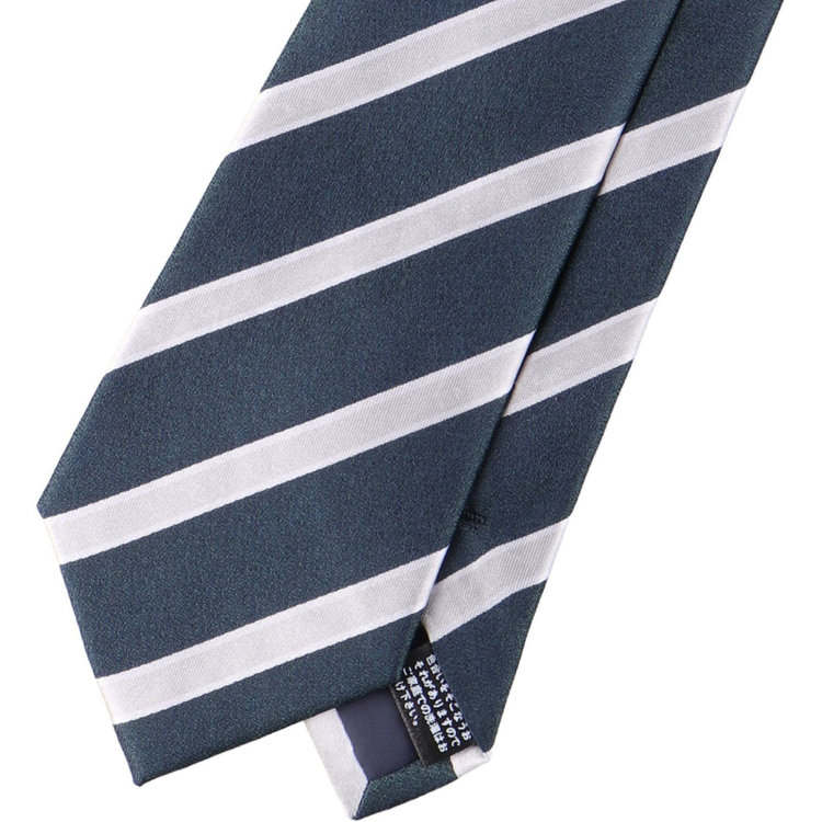 ジョンピアースブラック 【JOHN PEARSE Black】シルクブレンドストライプネクタイ 7.5cm幅/グリーン×グレー グレー系(灰)