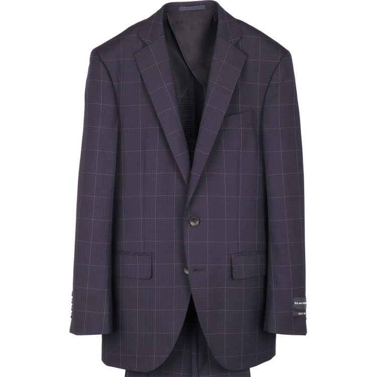 ＪＰセレクトライン 【JOHN PEARSE Black SELECT LINE】【春夏】2釦シングルスーツ 0タック/ネイビー×チェック/NEW ZEALAND LIMITED WOOL/REAL NAVY COLLECTION ネイビー系(紺)