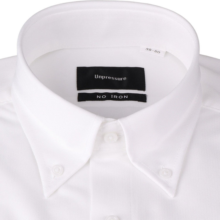 ＵＮＰＲＥＳＳＵＲＥ 【UNPRESSURE】【ノーアイロン】ボタンダウンドレスワイシャツ/ホワイト×ドビー/ULTRA MOVE/ニット素材 ホワイト系(白)