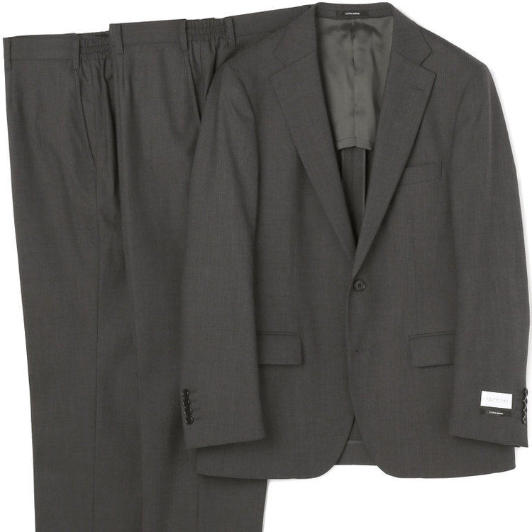 ＫＡＮＳＡＩＭＡＮ 【KANSAIMAN collection】【秋冬】2釦シングルスーツ ショートタック/グレー×シャドーストライプ/ULTRA MOVE/※裾上げ必要 グレー中間