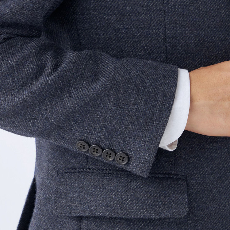 ジョンピアースブラック 【JOHN PEARSE BLACK】【秋冬】ウールブレンド2釦シングルジャケット/ネイビー/RE:NEWOOL/「エコナカフタタビ」プロジェクト 紺中間