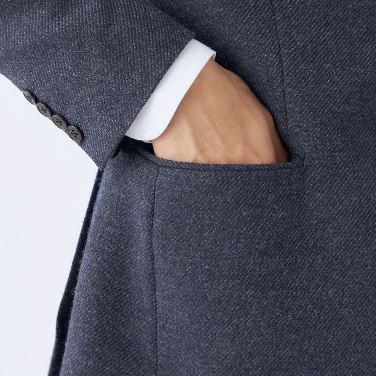 ジョンピアースブラック 【JOHN PEARSE BLACK】【秋冬】ウールブレンド2釦シングルジャケット/ネイビー/RE:NEWOOL/「エコナカフタタビ」プロジェクト 紺中間