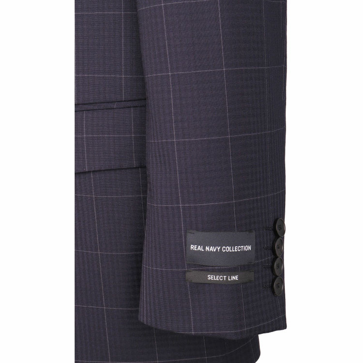 ＪＰセレクトライン 【JOHN PEARSE Black SELECT LINE】【春夏】2釦シングルスーツ 0タック/ネイビー×チェック/NEW ZEALAND LIMITED WOOL/REAL NAVY COLLECTION ネイビー系(紺)
