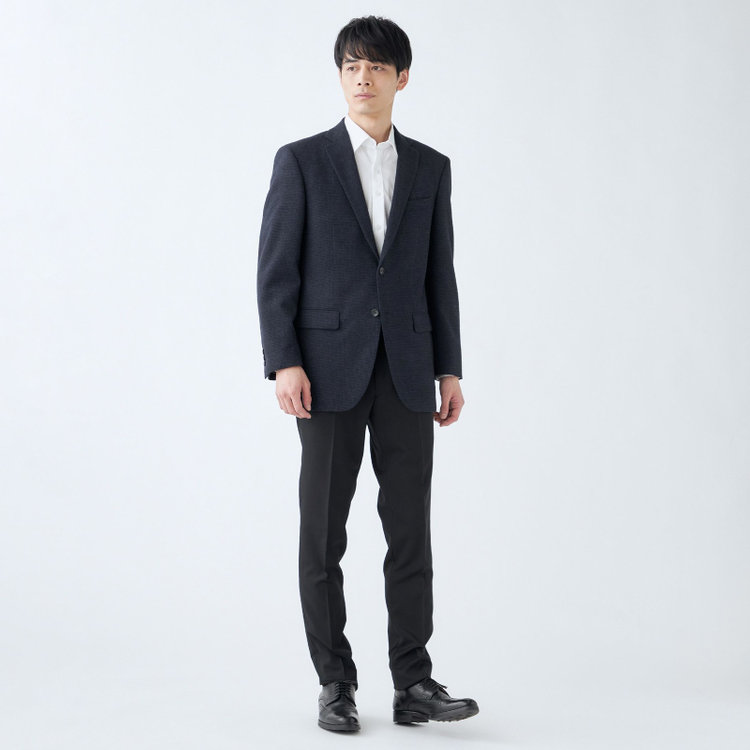 ドナートヴィンチ 【Donato Vinci Italy】【秋冬】ウール2釦シングルジャケット/ネイビー&ブラック×ハウンドトゥース/本水牛釦/Premium Quality JAPAN BISHU 紺濃色