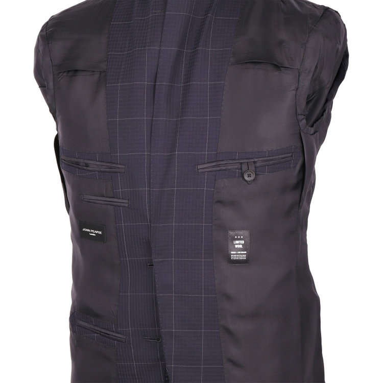 ＪＰセレクトライン 【JOHN PEARSE Black SELECT LINE】【春夏】2釦シングルスーツ 0タック/ネイビー×チェック/NEW ZEALAND LIMITED WOOL/REAL NAVY COLLECTION ネイビー系(紺)