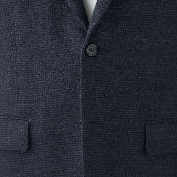 ドナートヴィンチ 【Donato Vinci Italy】【秋冬】ウール2釦シングルジャケット/ネイビー&ブラック×ハウンドトゥース/本水牛釦/Premium Quality JAPAN BISHU 紺濃色