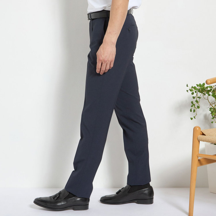 ＪＰ コンフォート 【JOHN PEARSE comfort】【春夏】ポリエステル ショートタックパンツ/ネイビー×ハウンドトゥース/ウエストムーブ仕様/※裾上げ必要 紺濃色