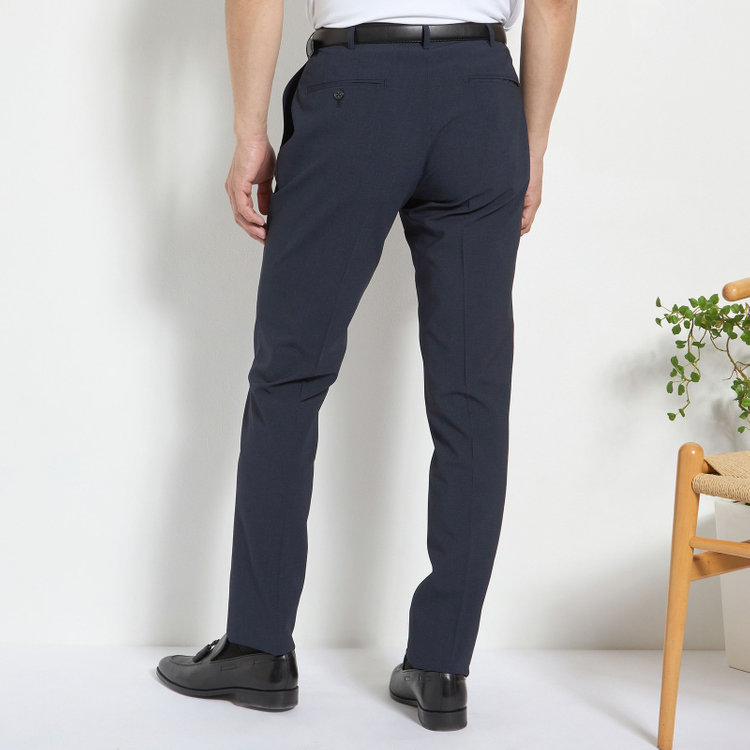 ＪＰ コンフォート 【JOHN PEARSE comfort】【春夏】ポリエステル ショートタックパンツ/ネイビー×ハウンドトゥース/ウエストムーブ仕様/※裾上げ必要 紺濃色