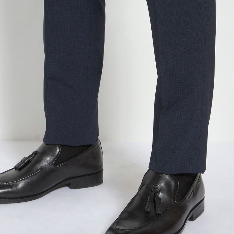 ＪＰ コンフォート 【JOHN PEARSE comfort】【春夏】ポリエステル ショートタックパンツ/ネイビー×ハウンドトゥース/ウエストムーブ仕様/※裾上げ必要 紺濃色