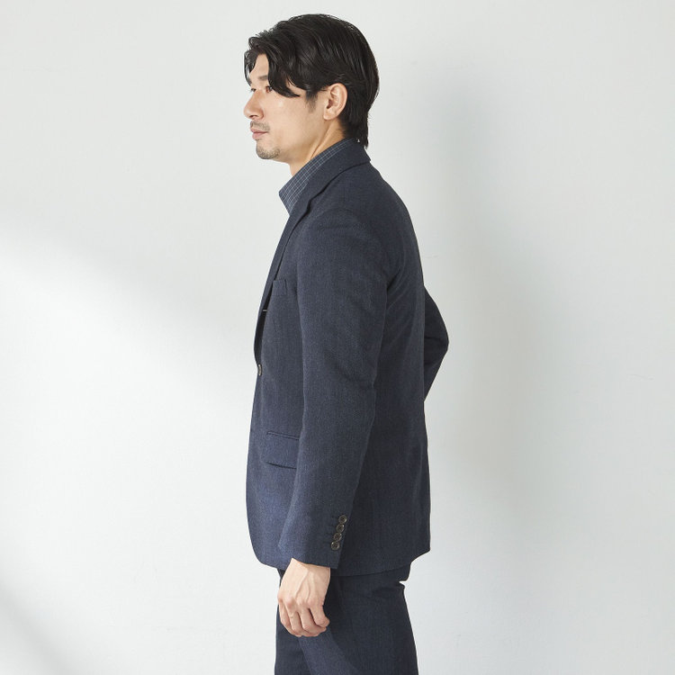 スタンリーブラッカ  【stanley blacker new york】【秋冬】2釦ジャケット/ミルドヘリンボーン 紺濃色