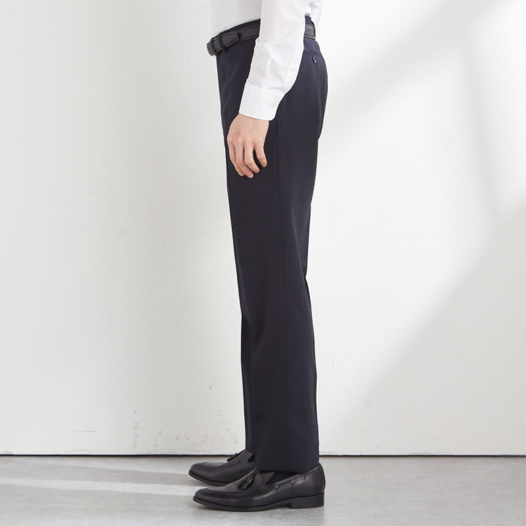 ジョンピアース 【JOHN PEARSE Black SELECT LINE】【年間】0タックパンツ/ネイビー×ソリッド/ULTRA TOUGH S/SHOWER CLEAN/※裾直し必要 紺濃色