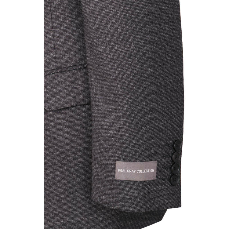 ＪＰ コンフォート 【JOHN PEARSE comfort】【春夏】2釦シングルスーツ ショートタック/グレー×チェック/REAL GRAY COLLECTION/NEW ZEALAND LIMITED WOOL グレー系(灰)