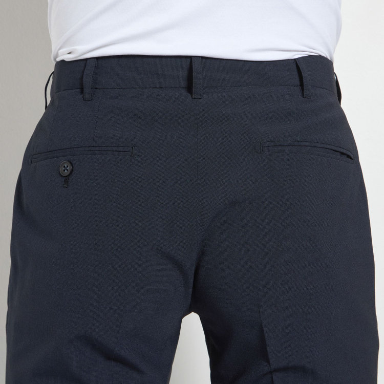 ＪＰ コンフォート 【JOHN PEARSE comfort】【春夏】ポリエステル ショートタックパンツ/ネイビー×ハウンドトゥース/ウエストムーブ仕様/※裾上げ必要 紺濃色
