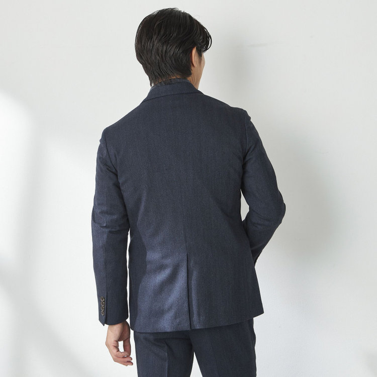 スタンリーブラッカ  【stanley blacker new york】【秋冬】2釦ジャケット/ミルドヘリンボーン 紺濃色