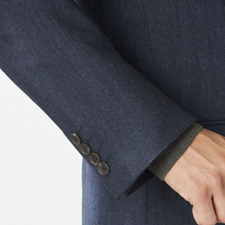 スタンリーブラッカ  【stanley blacker new york】【秋冬】2釦ジャケット/ミルドヘリンボーン 紺濃色