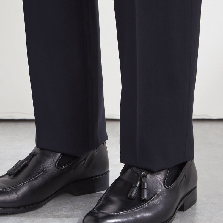 ジョンピアース 【JOHN PEARSE Black SELECT LINE】【年間】0タックパンツ/ネイビー×ソリッド/ULTRA TOUGH S/SHOWER CLEAN/※裾直し必要 紺濃色