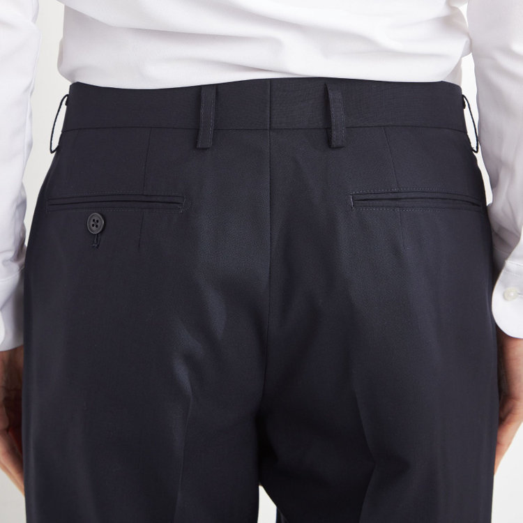 ジョンピアース 【JOHN PEARSE Black SELECT LINE】【年間】0タックパンツ/ネイビー×ソリッド/ULTRA TOUGH S/SHOWER CLEAN/※裾直し必要 紺濃色