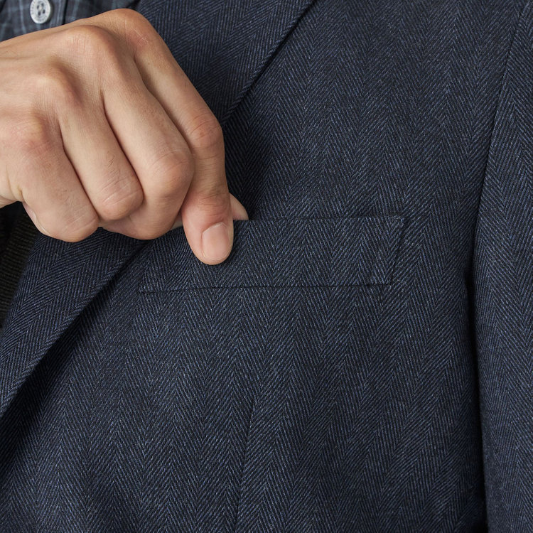 スタンリーブラッカ  【stanley blacker new york】【秋冬】2釦ジャケット/ミルドヘリンボーン 紺濃色