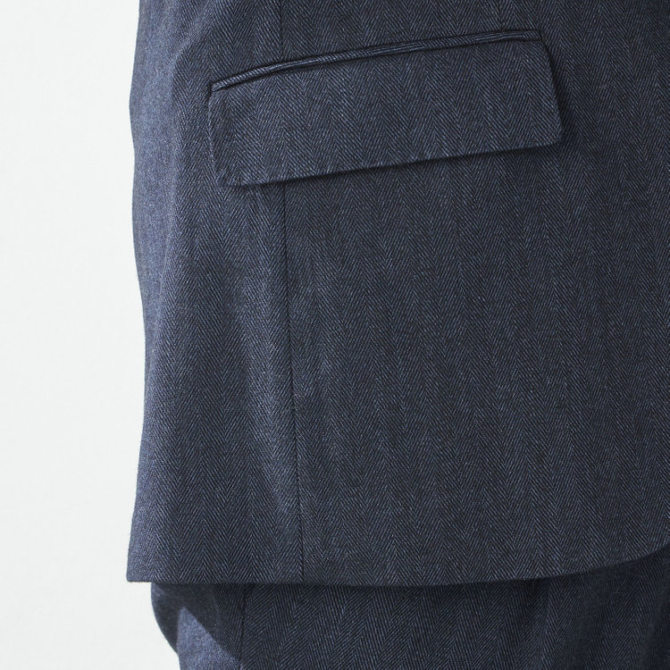 スタンリーブラッカ  【stanley blacker new york】【秋冬】2釦ジャケット/ミルドヘリンボーン 紺濃色