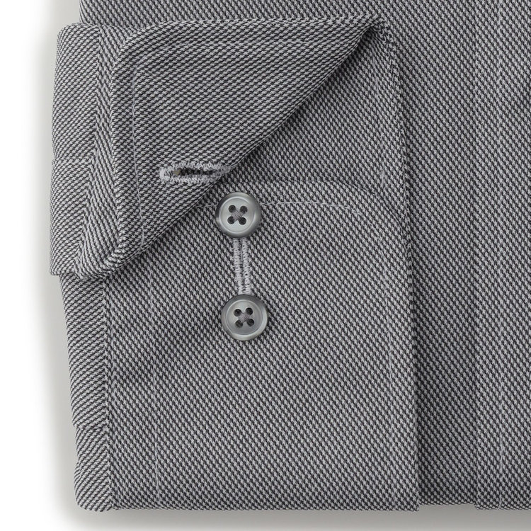 ジョンピアースブラック 【JOHN PEARSE Black】【ノーアイロン】ボタンダウンドレスワイシャツ/グレー×ドビー/ULTRA MOVE「ニット素材」「ノーアイロン」「ストレッチ」「高通気性」 グレー中間