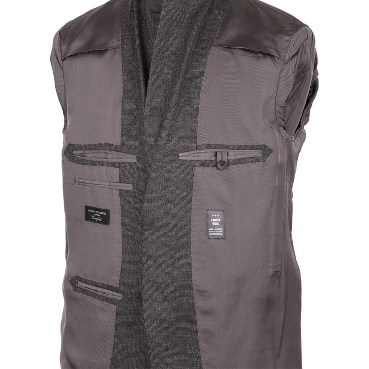 ＪＰ コンフォート 【JOHN PEARSE comfort】【春夏】2釦シングルスーツ ショートタック/グレー×チェック/REAL GRAY COLLECTION/NEW ZEALAND LIMITED WOOL グレー系(灰)
